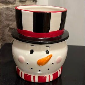 Mackenzie-Childs style snowman vase, planter, jar